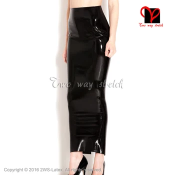

Sexy black long Latex skirt pencil Rubber skirt cutting at back Gummi skirt Playsuit Bodycon XXXL plus size bottoms QZ-131