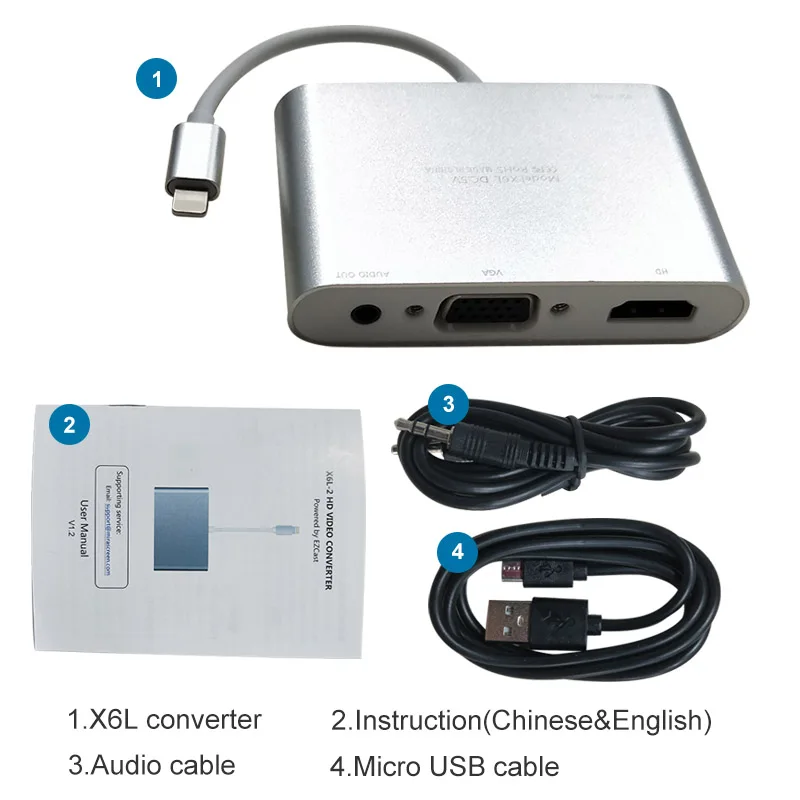 Для освещения к HDMI VGA Jack аудио ТВ адаптер кабель конвертер для iPhone X 8 7 Plus 6 6S iPad