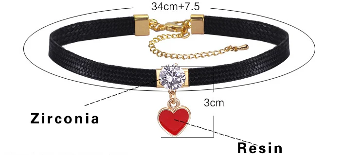 Necklace Crystal Victorian Vintage Gothic Velvet Chocker Red Heart Black Rope Clavicle Short Neck Jewelry Collar Women Jewelry