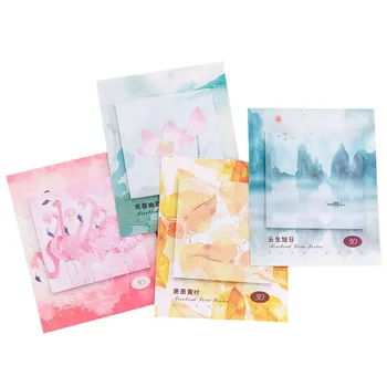 

4Pcs Korean Flamingo Flower Memo Pad Planner Stickers Scenery Fancy Sakura Cute Sticky Note School Stationery Office Decoration