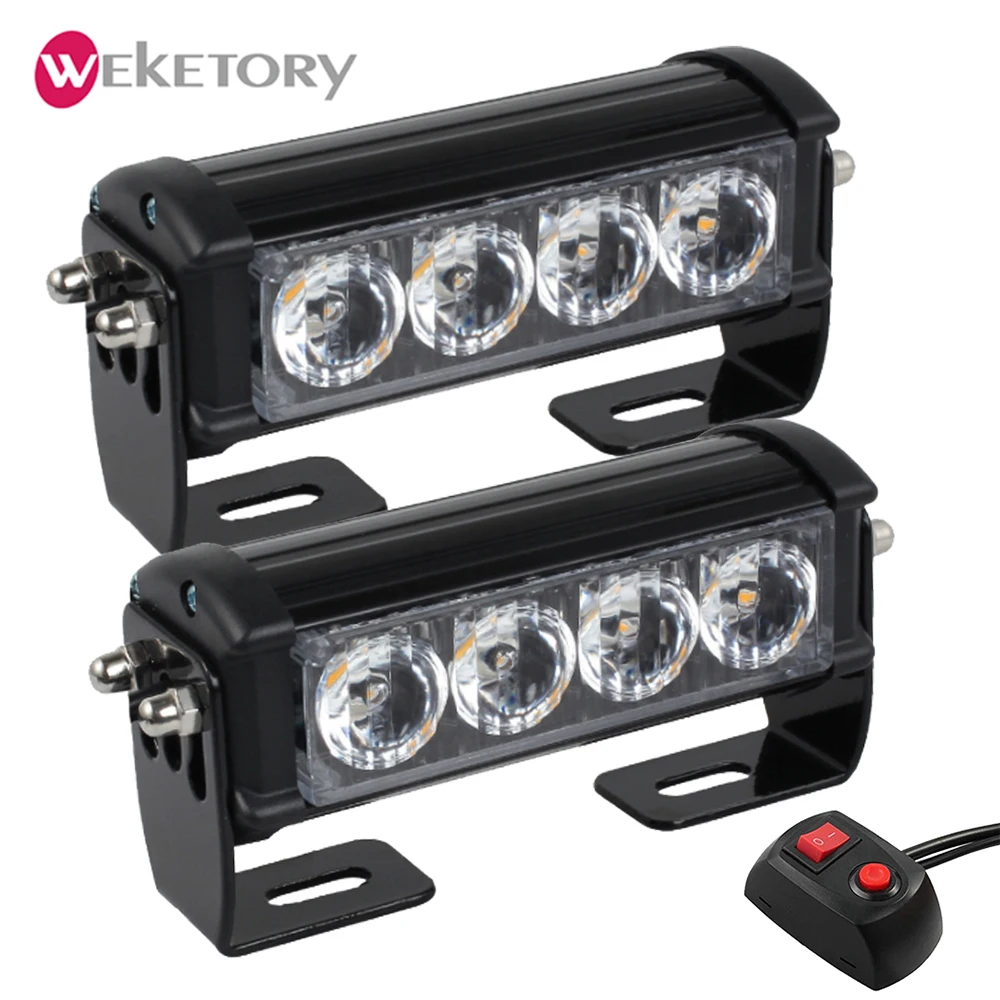 

2*4LED Car Truck Strobe Flash Light 7 Flashing Modes Auto Warning Light Car Roof High Power Amber White Caution Beacon Lamp 12V