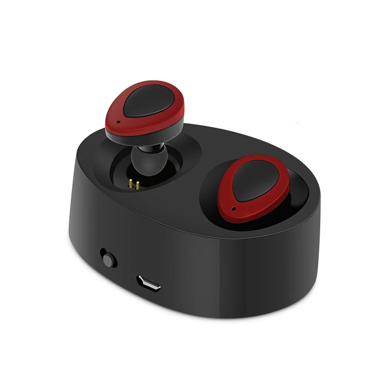 Бизнес bluetooth наушники двусторонних беспроводной 3D стерео гарнитура с power bank для iphone 5s 6 7 все устройства bluetooth - Цвет: Black Red