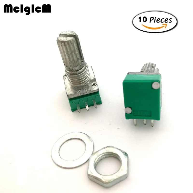 

MCIGICM 10pcs 3pin RK097N single - linked potentiometer audio / power amplifier / seal potentiometer B10K handle length 15mm
