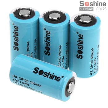 

Soshine 4pcs IFR CR123 3.2V 1.5A 500mAh High Capacity LiFePO4 Rechargable Battery + Battery Box for Flashlight/ Headlamp/ Camera