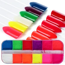 Неоновая флуоресцентная пудра хром Пигмент Блеск для ногтей набор смешанных цветов мерцающий лак для ногтей Пыль УФ гель набор украшений SAYE