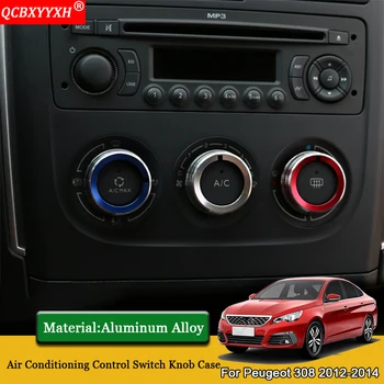 

QCBXYYXH Car Styling 3pcs/set Air Conditioning Control Switch Knob Ring Case Sequins Auto Accessories For Peugeot 308 2012-2014