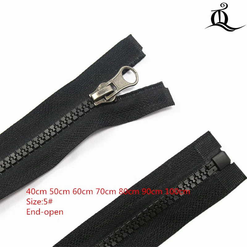 

End-open 5# 40-100cm 1pcs black resin Coil Beautiful Zippers for DIY bag etc Tailor Sewer Craft Retail handmake sewing tools,41