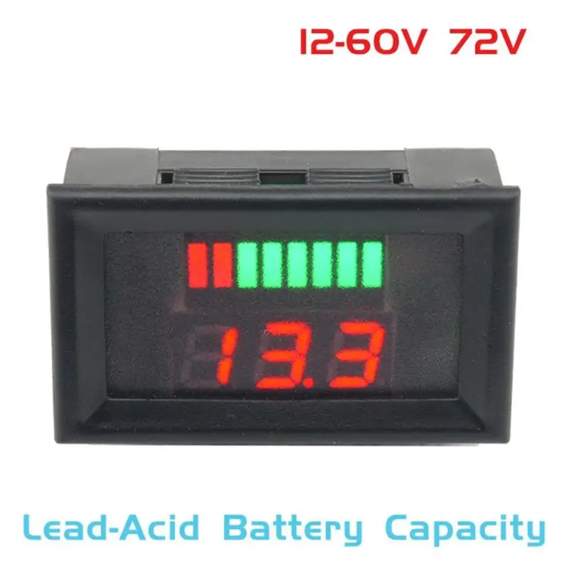 Светодиодный вольтметр 12-60 в Кислотный красный свинец емкость аккумулятора вольтметр аккумулятора пластиковый индикатор уровня заряда свинцово-кислотный светодиодный тестер