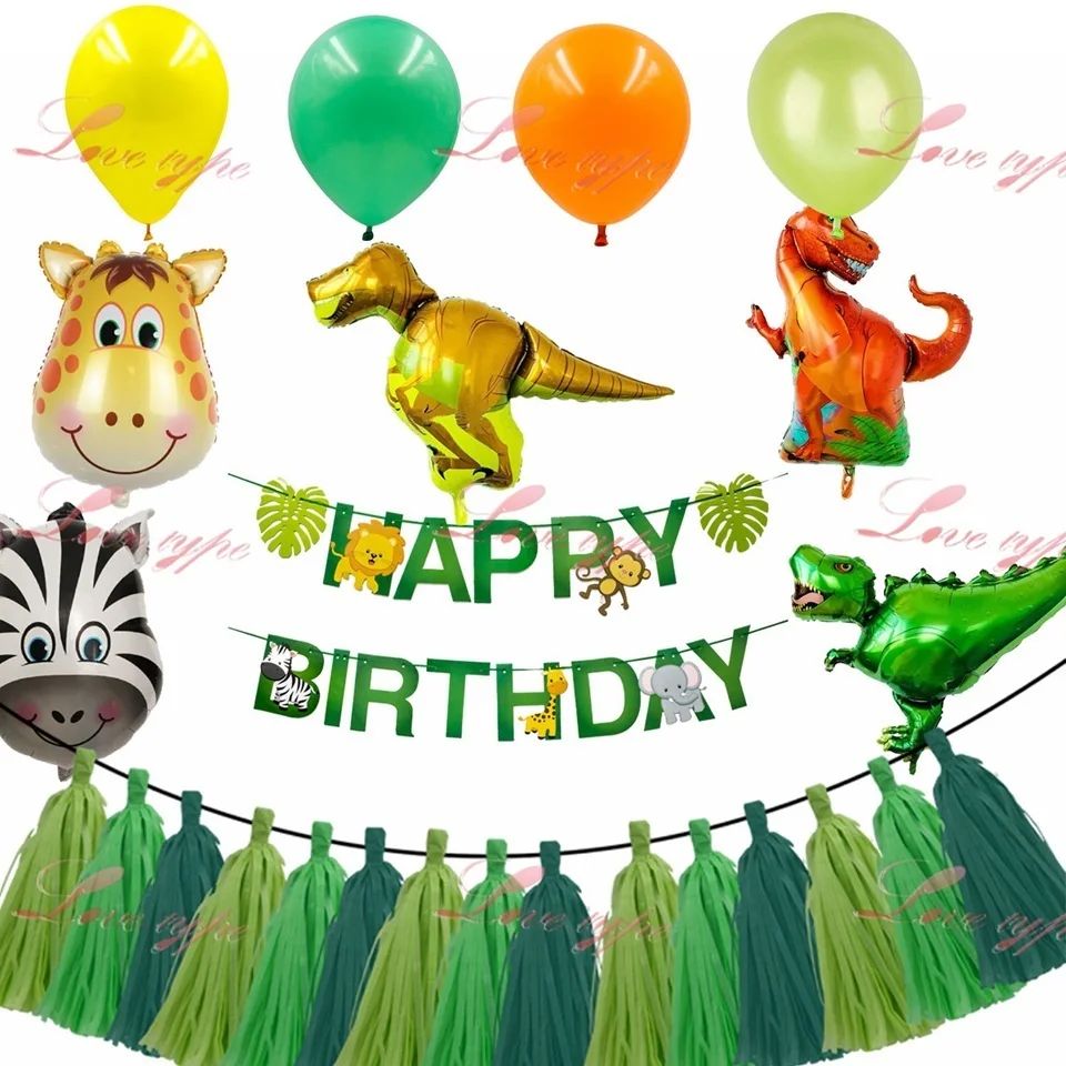 1 компл. Джунгли вечерние дикие милые животные воздушные цифры с днем рождения баннер для ребенка душ день рождения для вечеринки в стиле сафари поставки