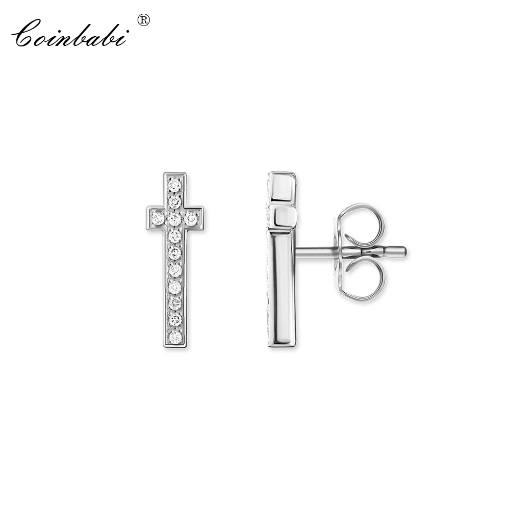

Stud Earring Cross Trendy Gift For Women Ts High Quality Earring Thomas Style 925 Sterling Silver Faith Fashion Jewelry