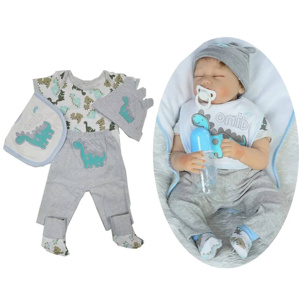 22 23 дюйма Reborn Doll детская одежда для девочек и мальчиков комбинезон с принтом