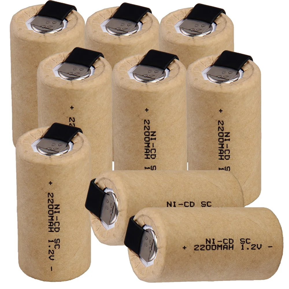 10 pcs SC batteries 2200mah 1.2v subc battery replacement accumulator nicd for bosch dewalt makita metabo | Электроника