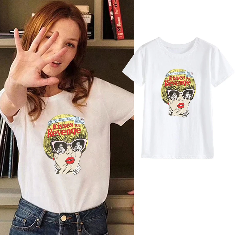 LUS LOS Kisses For Revenge Feminism Harajuku уличная одежда S 3XL летняя Модная белая женская