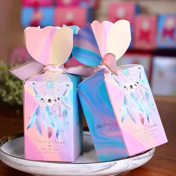 

50pcs Color Dream Catcher Candy Box Wedding Chocolate Paper Gift Box Packaging Wedding Favors and Gift for Guests Souvenirs