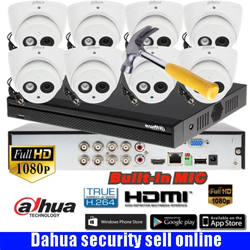 Камера видеонаблюдения Dahua 8 каналов HD 1080P с ИК камерами 1080P|system security|system cctvsystem