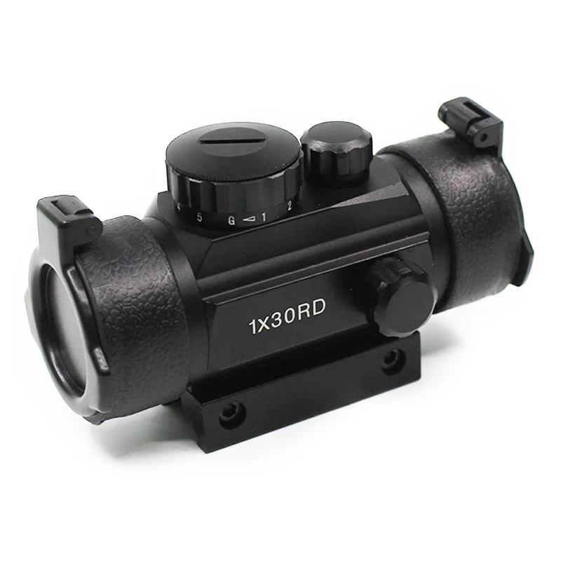 Tactical 1X30 Red Dot Sight Green illumination Adjustable Hunting Scope With 11/20mm Dovetail Rail For Musket Shot Air Gun SG Tactical 1X30 Red Dot Sight Green illumination Adjustable Hunting Scope With 11/20mm Dovetail Rail For Musket Shot Air Gun SG