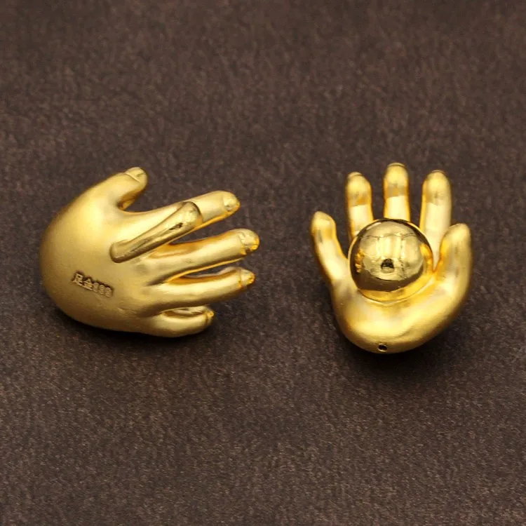 

New Pure 999 24k Yellow Gold Hand Bead Pendant 2.23g 1PCS