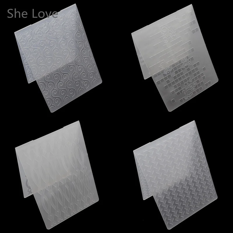 

She Love Plastic Embossing Folder For Scrapbook Geometric Stencil Template Wave Oval DIY Album Paper Card