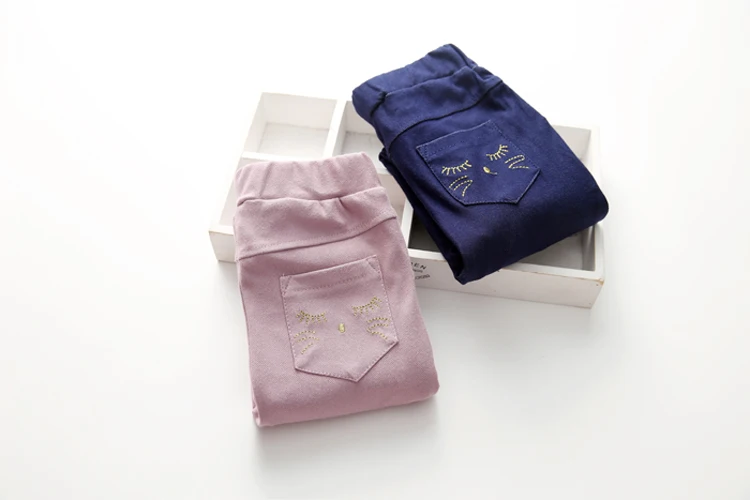 2018 Spring Autumn Trousers 2-10T Years Children Cotton Solid Color Pattern Basic Elastic Capri Little Kids Girl Skinny Pants  (11)