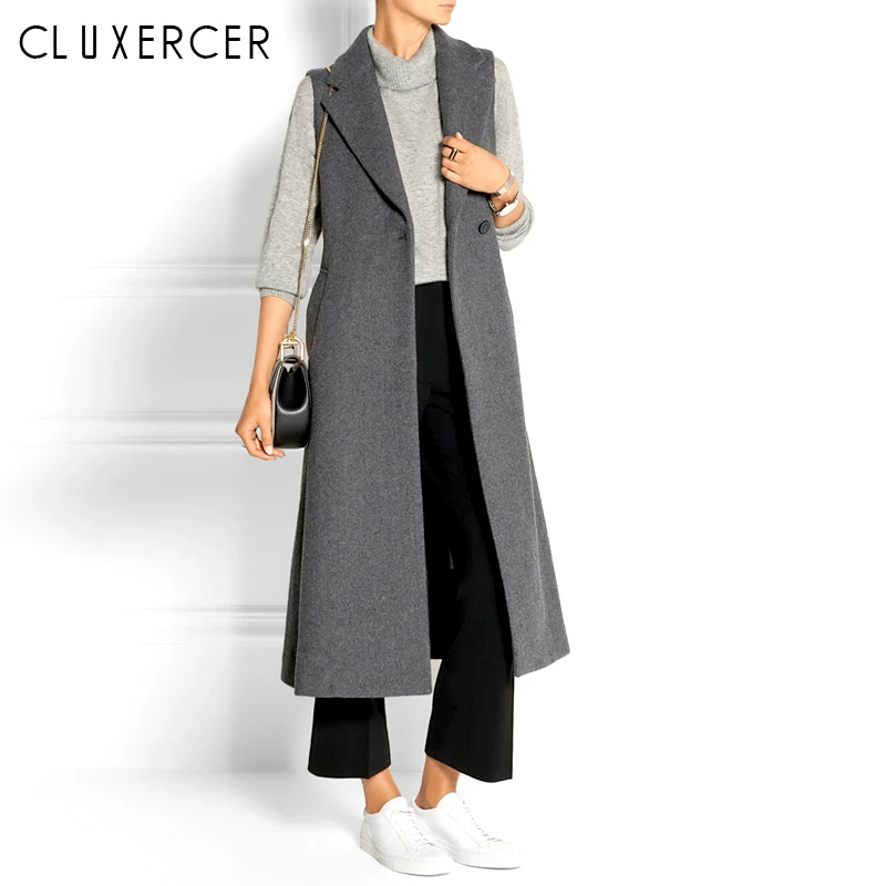 

2019 Autumn Women Blazers Sleeveless Long Vest Jacket Casual Outwear Elegant Office Lady Waistcoat Jackets