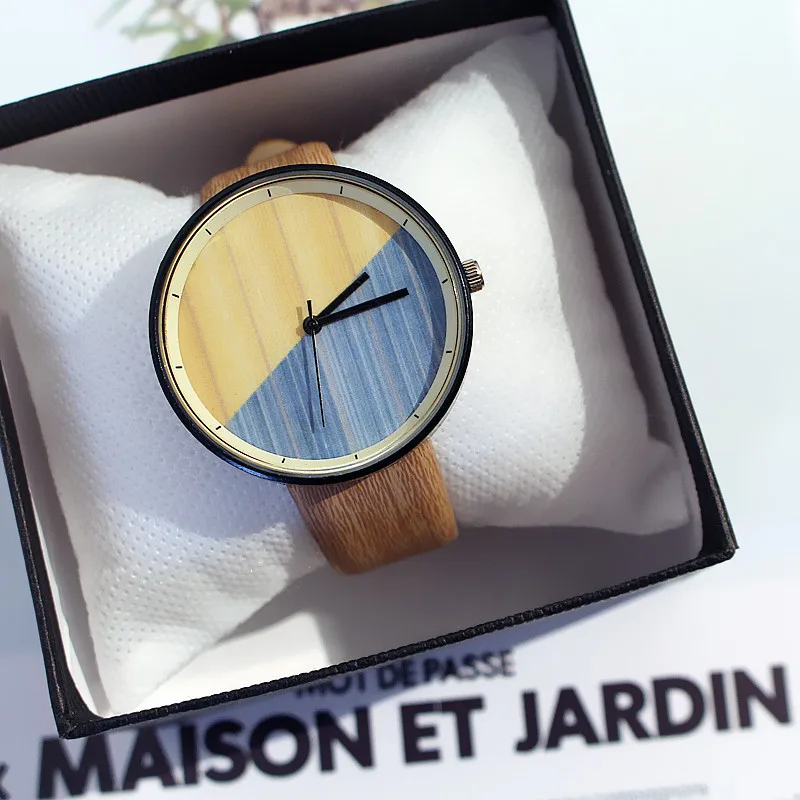 2018 бренд Для женщин часы-браслет модные имитация дерева зерна кожа просто женское платье часы Роскошные Бизнес подарок часы