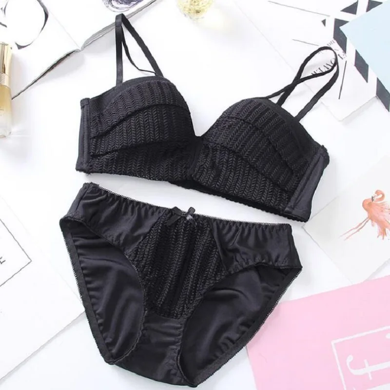 

Sexy bralette Japanese lingerie set wire free bra and panty set push up bra set Girl bra panty lingerie set for women