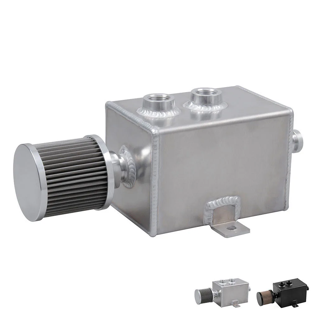 

1L/2L Aluminum oil catch can tank with breather & drain tap 2LT baffle RYANSTAR