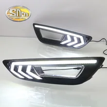 SNCN With Yellow Turning Function Grid Matte ABS Cover 12V Car DRL Lamp LED Daytime Running Light For Ford Focus 2015 2016