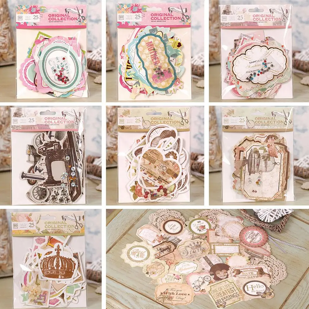 25 Designs/pack,8packs of handmade vintage printed ...