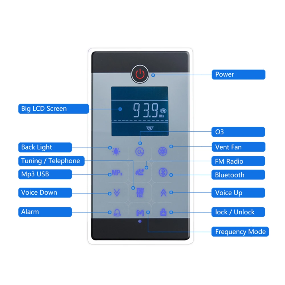 1 مجموعة اللمس شاشة عرض LCD + محول FM راديو التحكم لوحة المتكلم مرفوعة الهاتف تحكم مقصورة للدش اكسسوارات