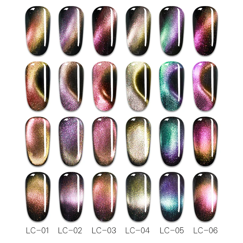 LILYCUTE 5 مللي 7D الحرباء المغناطيسي هلام البولندية مشرقة بصيص الأرجواني الأخضر مختلطة ملصقات ملونة للأظافر الفن نقع معطلة جل UV الورنيش