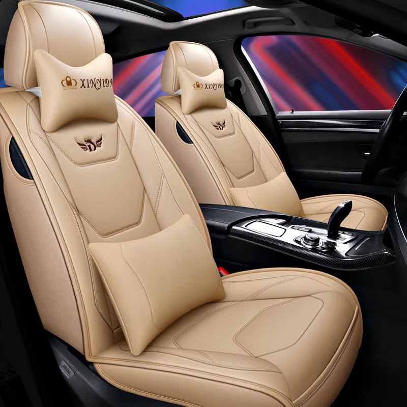  Leather Car Seat Cover Auto Seat Cushion Interior Accessories Universal Size Front Seats Covers Car