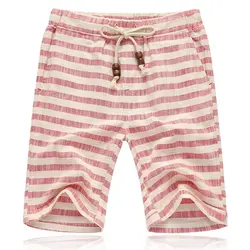 Left rom 2019 новые летние мужские модные повседневные полосатые шорты бутик Лен-хлопок Высокое качество удобные мужские пляжные шорты
