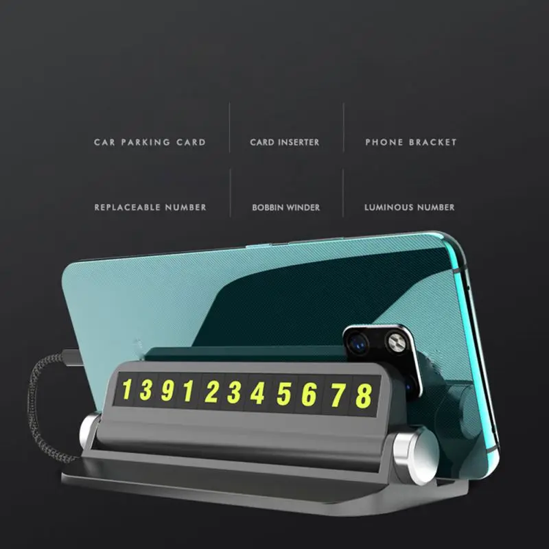 

Car Temporary Parking Card with Phone Holder Car Parking Number Auto Styling Accessories