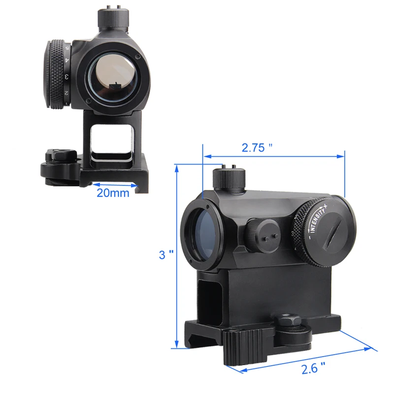 Тактический Мини 1X24 Красный точечный прицел с QD быстроразъемным креплением для охоты страйкбол HT5-0039