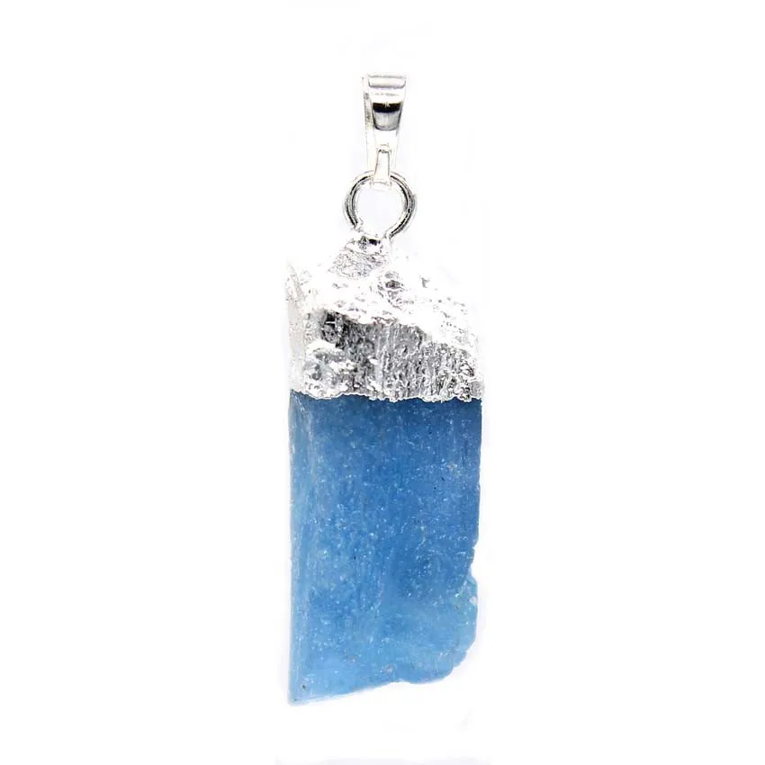 

100-Unique 1 Pcs Silver Plated Irregular Shape Natural Aquamarines Crystal Pendant For Party Gift