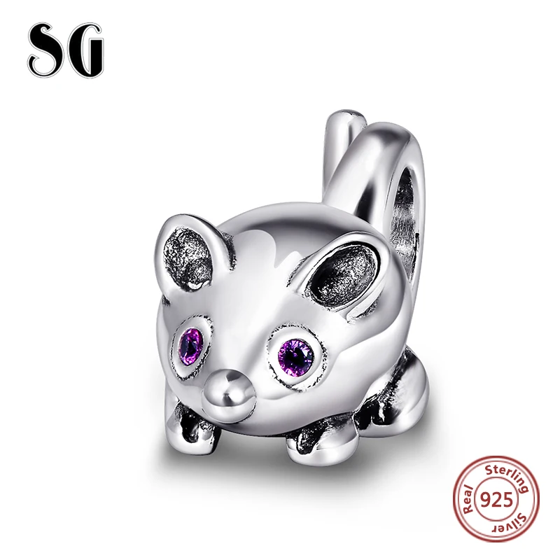 

Fit Authentic European Bracelet charms 925 sterling Silver Original collect Charm Beads Cute little mouse European Jewelry Gifts