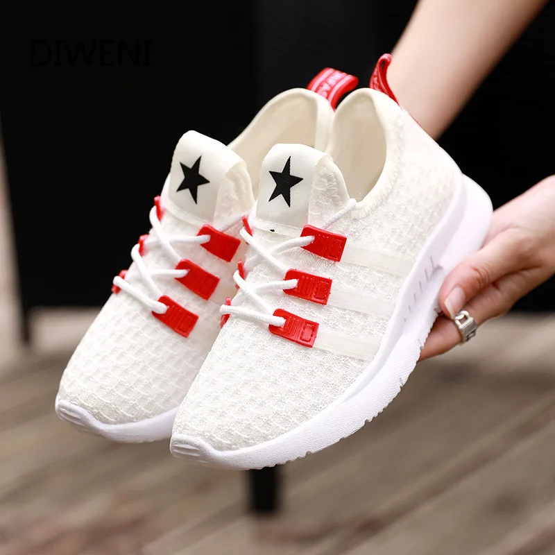 

DIWENI 2019 Spring New Designer Wedges Black Platform Sneakers Women Shoes Casual Air Mesh Female Flats Shoes For Woman B19
