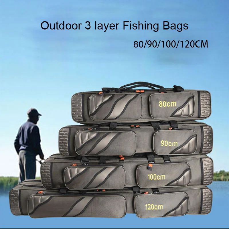 

2018 Outdoor 3 layer Multi-Purpose Thicken Oxford Material Fishing Bags Waterproof fishing tackle bag fishing rod bag