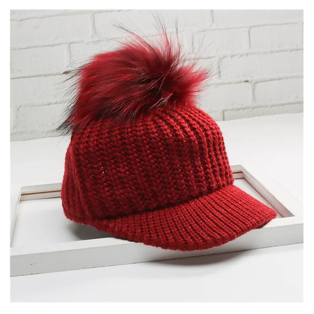 Buy 2017 Winter Fashion Women Faux Fur Pom Pom Knitted