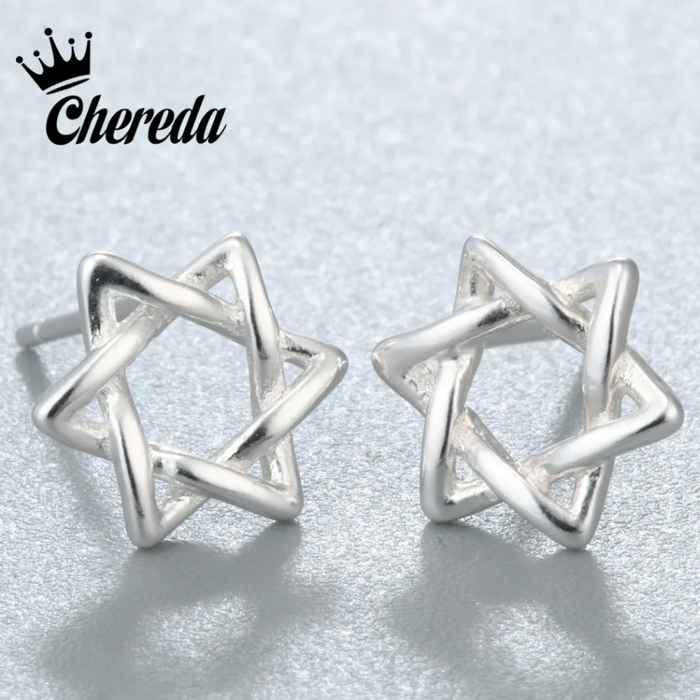 

Chereda Double Triangle Cross Geometry Star Complex Dexterity Refreshing Jewelry Weaving Shape Line Stud Earrings For Women Men
