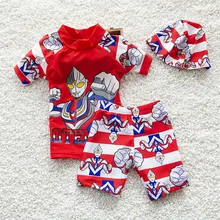 Г., купальные костюмы с человеком-пауком для маленьких мальчиков(топ+ штаны+ Кепка), летняя детская одежда для купания с героями мультфильмов для мальчиков детские шорты купальные шорты