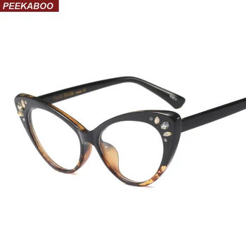 

Peekaboo rhinestone glasses frame women optical sexy cat eye glasses frames for women black purple pink brown