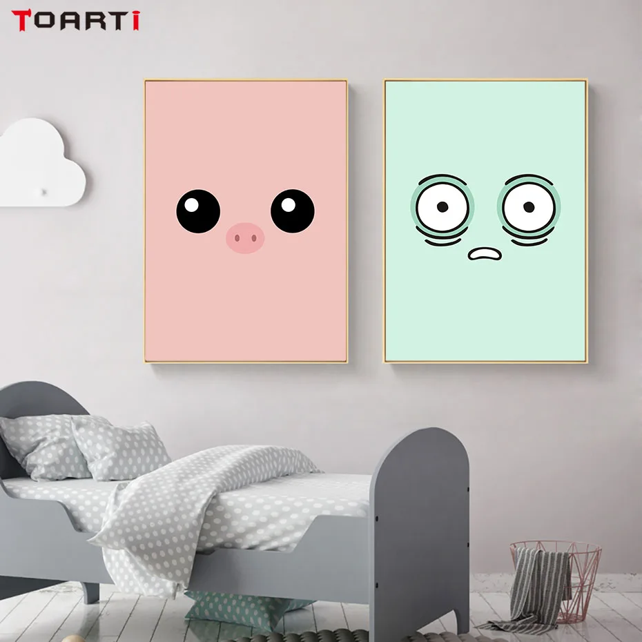 Funny Cartoon Face Emoticon Canvas Painting Scandinavian Wall Art Picture For Kids Room Home Decor Nursery Poster Christmas Gift (3)