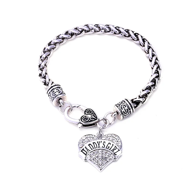Heart Family Jewelry Daddy's Girl Crystal Pendant Bracelet For Girls