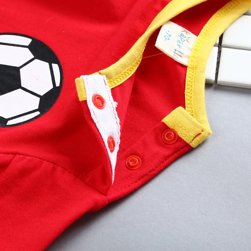 Детский комбинезон, комплект детской летней одежды из чистого хлопка Чемпионат мира по футболу, комплект одежды для новорожденного мальчика комбинезоны 0-3-6-9-12-18month для маленьких Одежда для девочек младенцев, футболка с короткими рукавами
