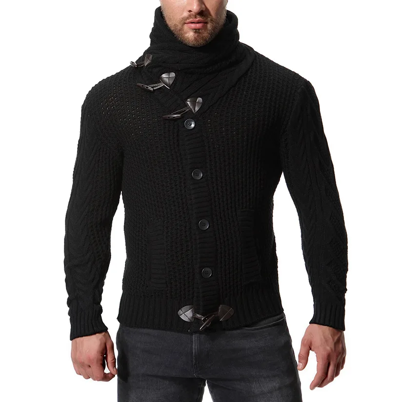 2018 Cardigan Men Sweater Stand Collar Fleece Warm Thick Velet Imported