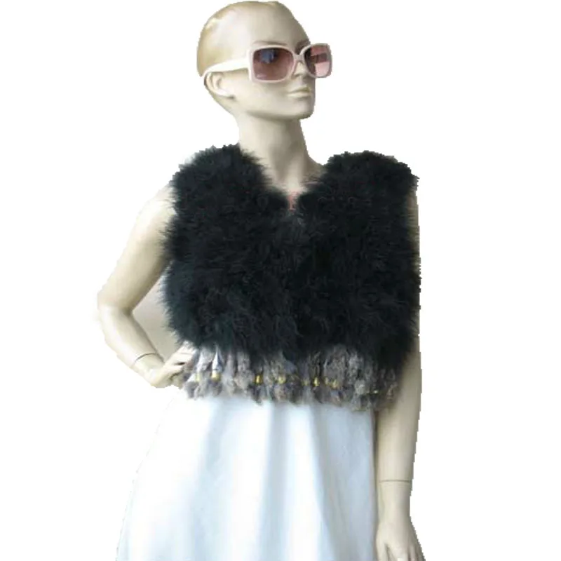 

Women's Genuine Real Ostrich Feather Fur Female Vest Coat Lady Shawl Waistcoat Wrap