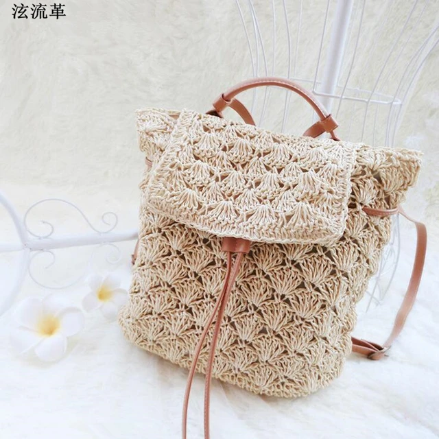 Korea An Style Summer Women Straw Backpack Handmade Rattan Beach Korea An Style Summer Women Straw Backpack Handmade Rattan Beach Bag Vines Knitting