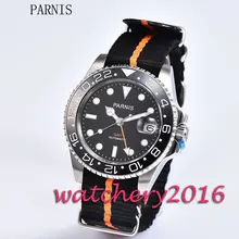 Fashion 40mm Parnis black dial white numbers GMT sapphire glass Automatic movement Men’s Watch